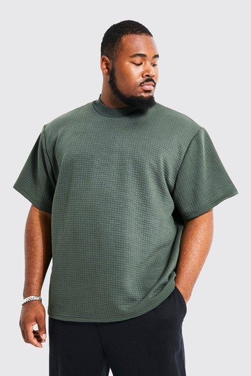 Plus Oversized T-Shirt Med Hög Halsmudd, Green