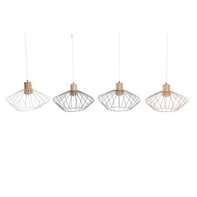 Taklampa DKD Home Decor Silvrig Svart Grå Rosa Metall Vit 50 W 60 W Furu (34 x 34 x 21 cm) (4 antal)