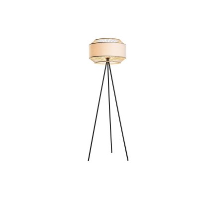 Golvlampa DKD Home Decor Svart Metall Polyester Bambu 50 W (50 x 50 x 163 cm)