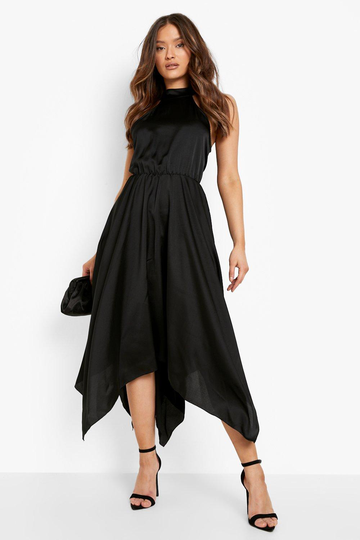 Midaxiklänning Med Hög Hals, Black