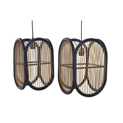 Taklampa DKD Home Decor Naturell Svart 50 W (26 x 26 x 40 cm)