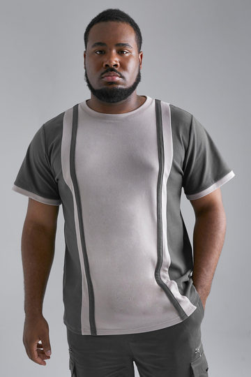 Plus - Mjuk T-Shirt I Slim Fit Med Paneler