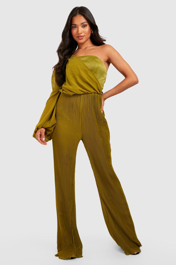 Petite - One Shoulder-Jumpsuit I Chiffong, Green