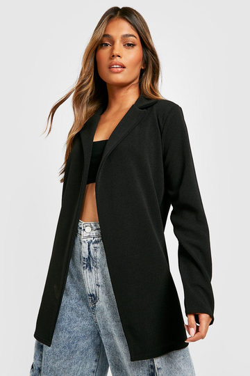 Basic Lång Kavaj I Jersey, Black