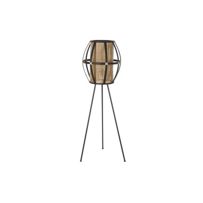 Golvlampa DKD Home Decor Svart Metall Brun Rattan Bambu (38 x 38 x 119 cm)