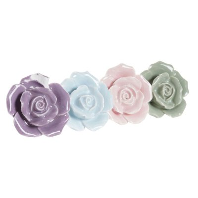 Dörrhandtag DKD Home Decor 4 antal Metall Stengods Rosor (4,5 x 4,5 x 3 cm)