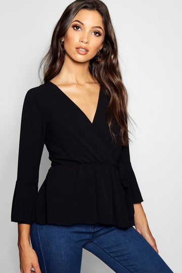 Omlottblus Med Peplum, Black