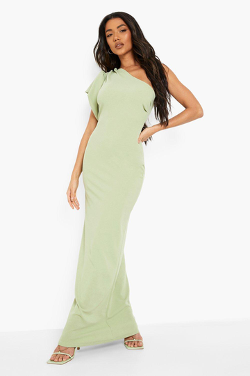 Asymmetrisk Långklänning Med Volanger, Green