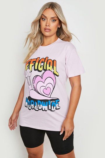 Plus - Official Worldwide T-Shirt Med Tryck, Purple