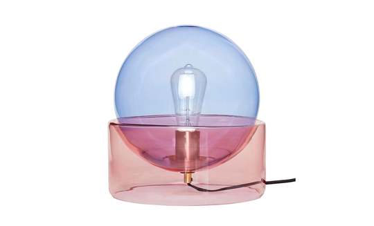 BORDSLAMPA Glas Blå/Rosa