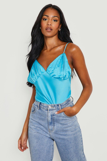 Tall - Plisserat Linne Med Kupor, Blue