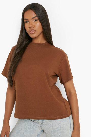 Basic T-Shirt Med Holkärm, Brown