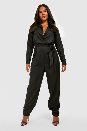 Plus - Jumpsuit Med Omlott, Black