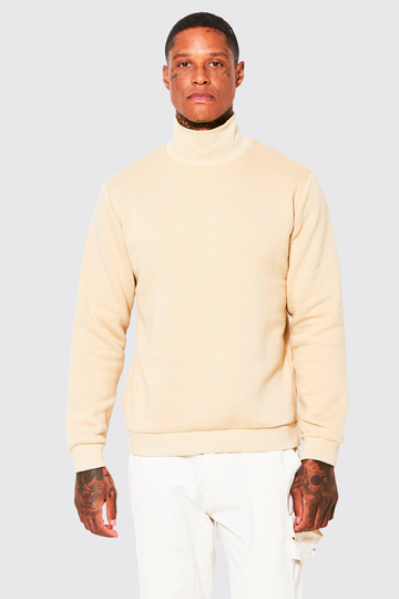 Sweatshirt Med Polokrage, Beige
