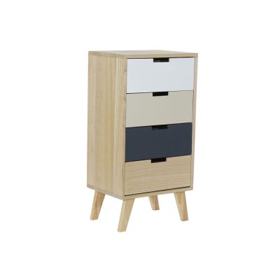 Byrå DKD Home Decor Beige Gummiträ Vit Mörkgrå Paulowniaträ (40 x 30 x 78 cm)